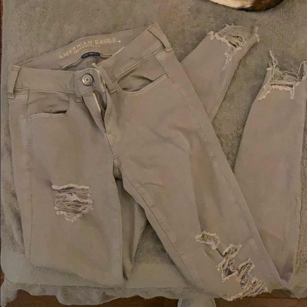 American Eagle gray ripped jeans